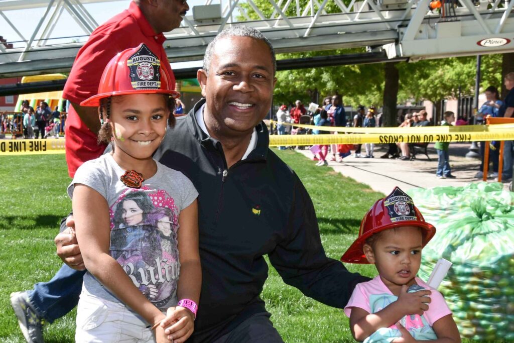 Hardie at community event youth firefighters
